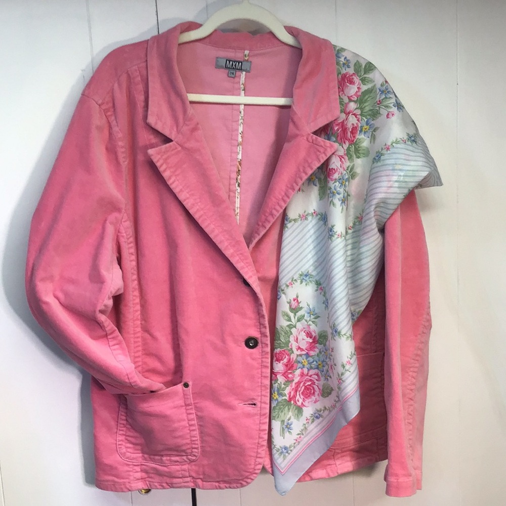 SZ 24 Pink blazer jacket shaket velvety corduroy MXM